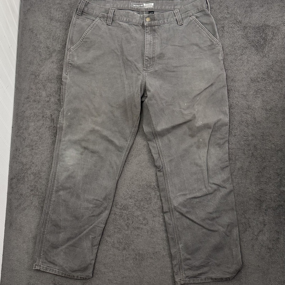 Carhartt carpenter mens pants gray straight leg 40x30 relaxed fit rugged flex